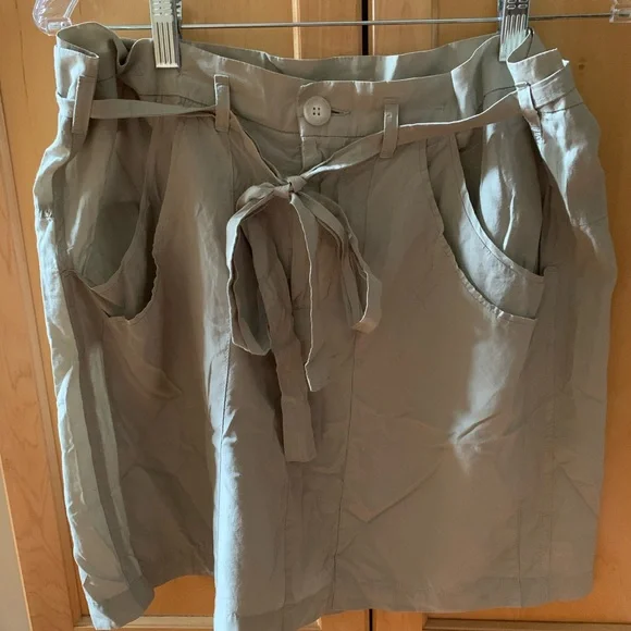 NWT! James Perse Belted Silk/Cotton Knee Skirt Size 4 - Picture 4 of 13